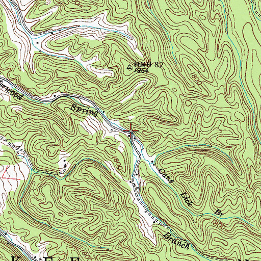 Topographic Map of Cane Lick Branch, TN