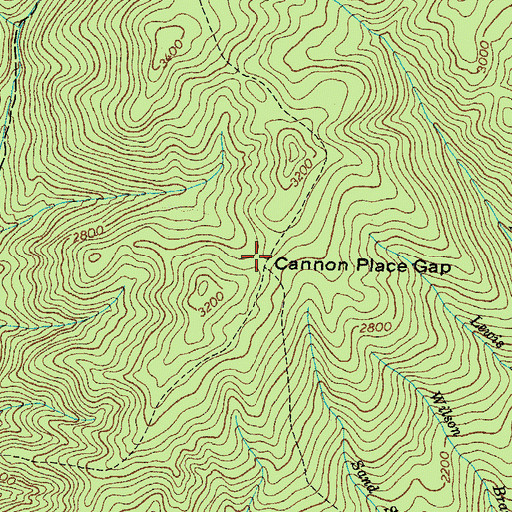 Topographic Map of Cannon Place Gap, TN
