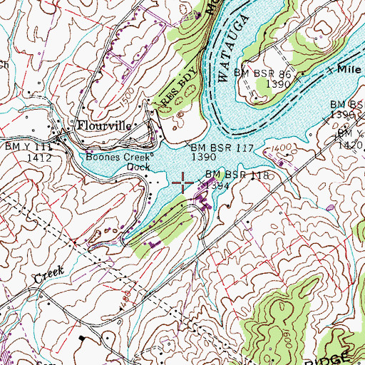 Topographic Map of Carroll Creek, TN