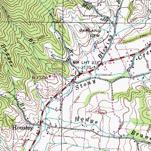 Topographic Map of Carter Branch, TN