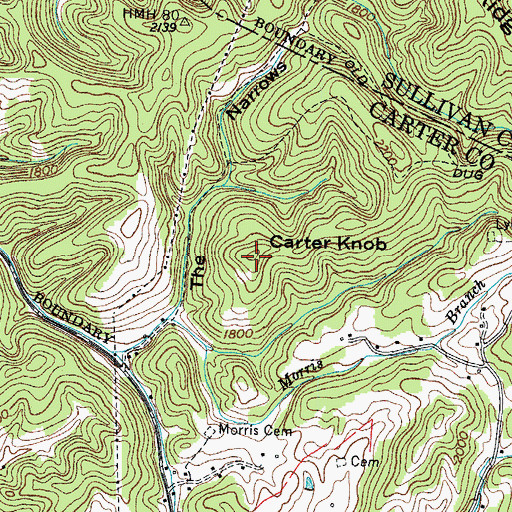 Topographic Map of Carter Knob, TN