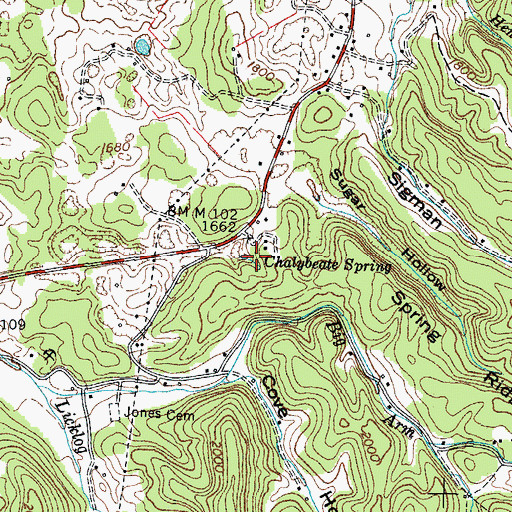 Topographic Map of Chalybeate Spring, TN