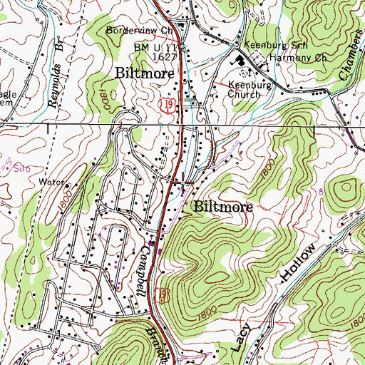 Topographic Map of Chambers Branch, TN