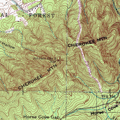 Topographic Map of Cherokee Mountain, TN