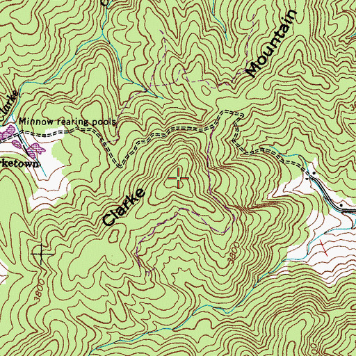 Topographic Map of Clarke Mountain, TN