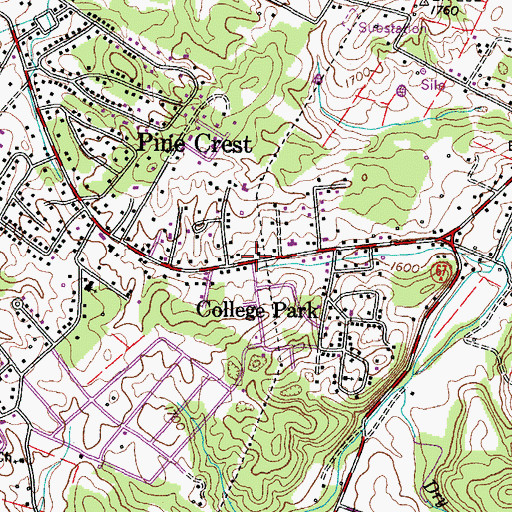 Topographic Map of College Park, TN