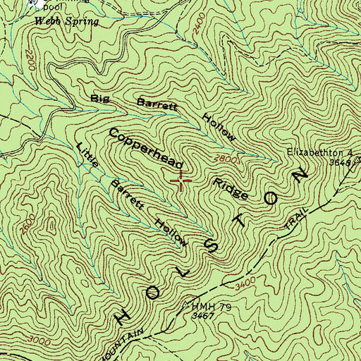 Topographic Map of Copperhead Ridge, TN