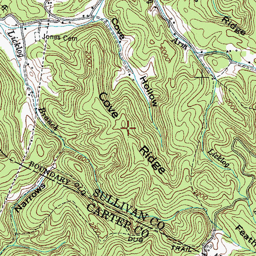 Topographic Map of Cove Ridge, TN