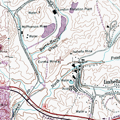 Topographic Map of Eureka Mine, TN