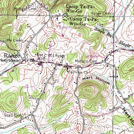 Topographic Map of Fairview Church, TN