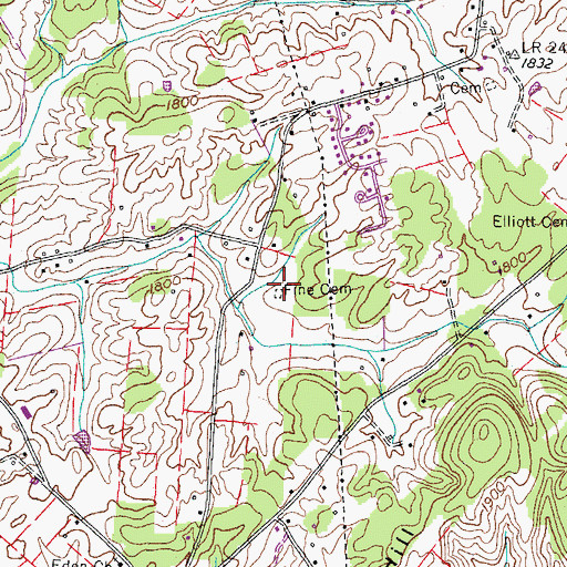 Topographic Map of Fine Cemetery, TN