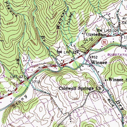 Topographic Map of Furnace Branch, TN