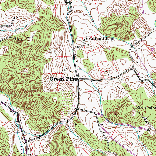 Topographic Map of Green Pine, TN