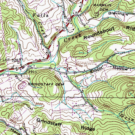 Topographic Map of Grindstaff Branch, TN