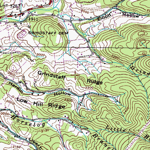 Topographic Map of Grindstaff Ridge, TN
