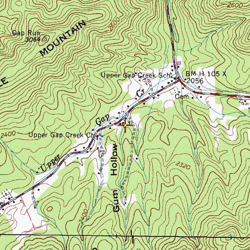 Topographic Map of Gum Hollow, TN