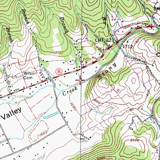Topographic Map of Hamilton Branch, TN