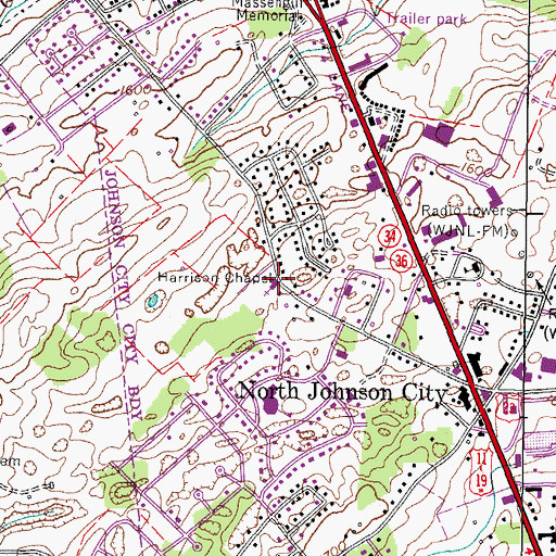 Topographic Map of Harrison Chapel, TN