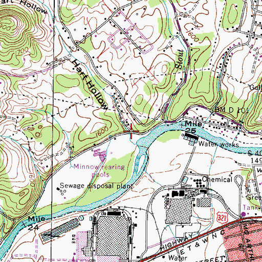 Topographic Map of Hart Hollow, TN