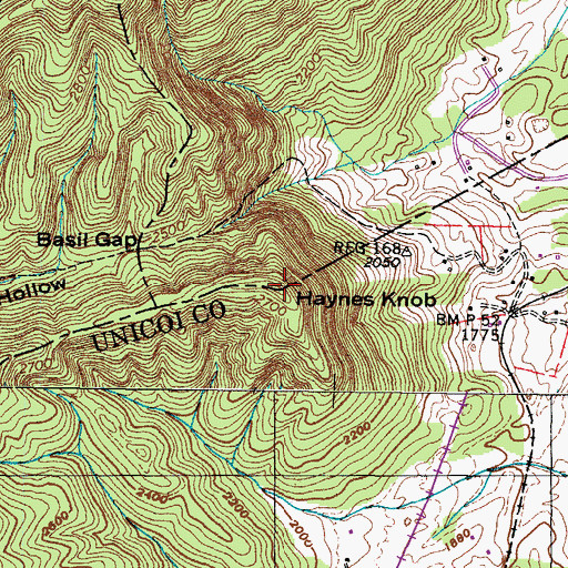 Topographic Map of Haynes Knob, TN