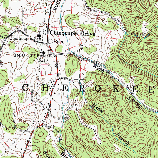 Topographic Map of Hense Branch, TN