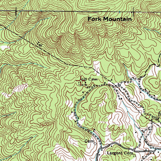 Topographic Map of Hill Cemetery, TN