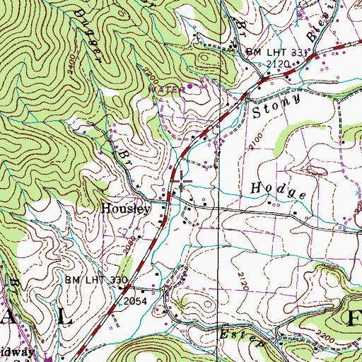 Topographic Map of Hodge Branch, TN