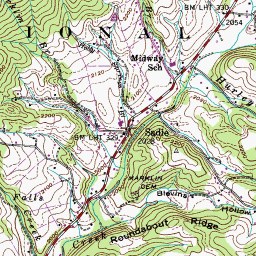 Topographic Map of Holly Springs Branch, TN