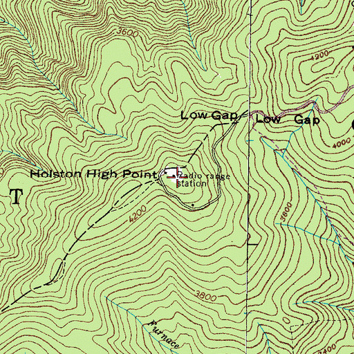 Topographic Map of Holston High Point, TN