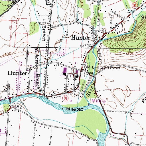 Topographic Map of Hunter, TN