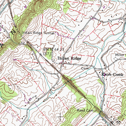 Topographic Map of Indian Ridge, TN