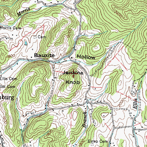 Topographic Map of Jenkins Knob, TN