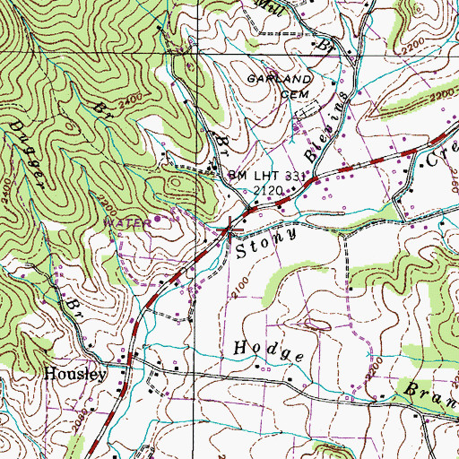 Topographic Map of Johns Branch, TN
