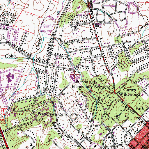 Topographic Map of Johnson City Elementary School, TN