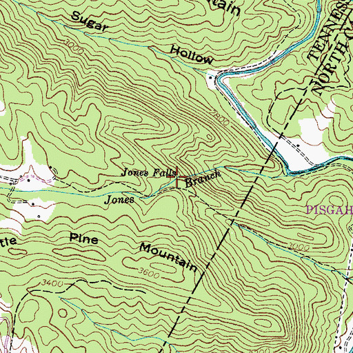 Topographic Map of Jones Falls, TN