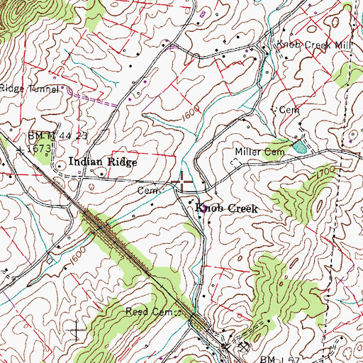 Topographic Map of Knob Creek, TN