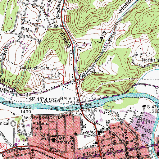 Topographic Map of Lacy Hollow, TN