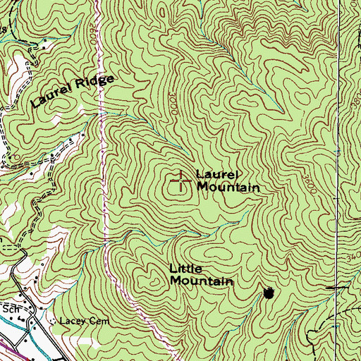 Topographic Map of Laurel Mountain, TN