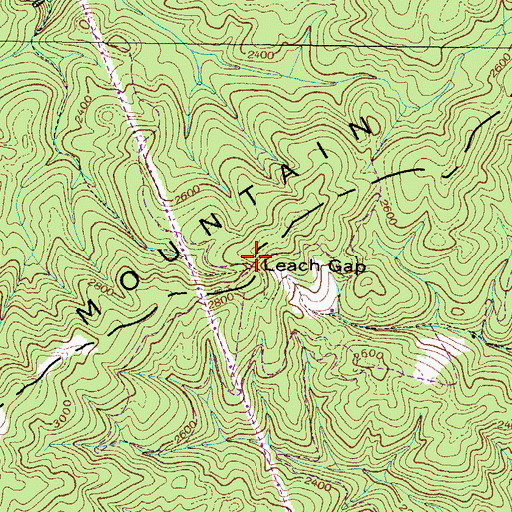 Topographic Map of Leach Gap, TN