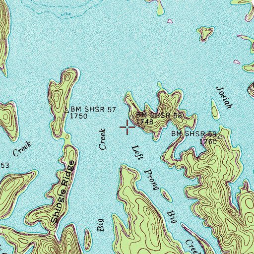 Topographic Map of Left Prong Big Creek, TN