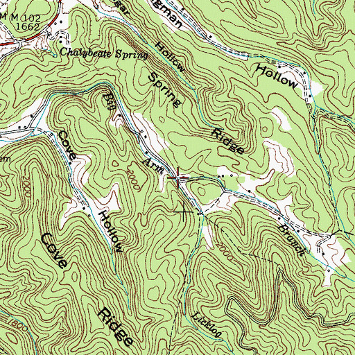 Topographic Map of Licklog Branch, TN