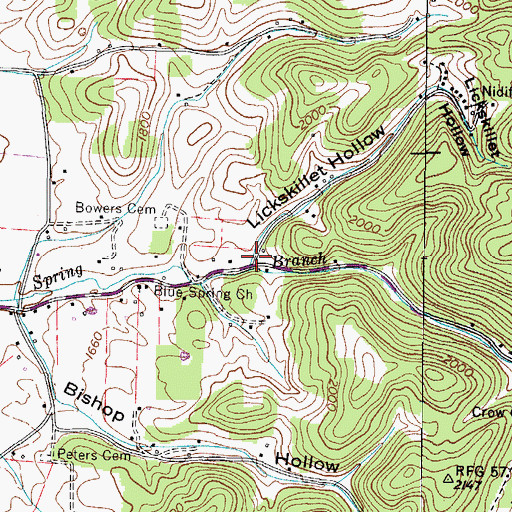 Topographic Map of Lickskillet Hollow, TN