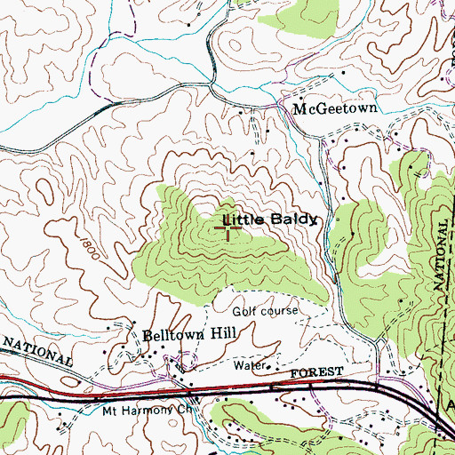 Topographic Map of Little Baldy, TN