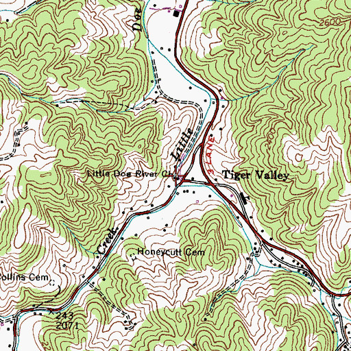 Topographic Map of Little Doe River Church, TN