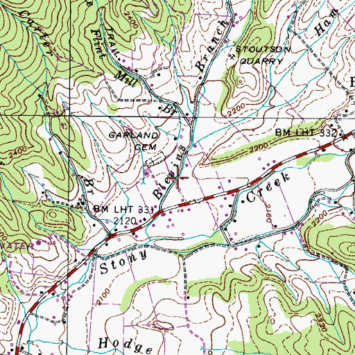 Topographic Map of Little Flint Mill Branch, TN