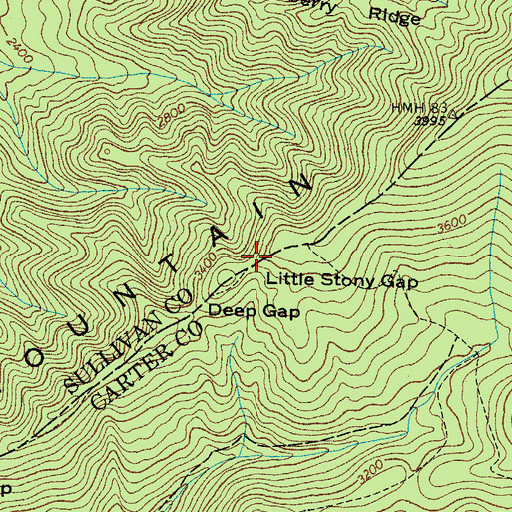 Topographic Map of Little Stony Gap, TN