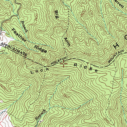 Topographic Map of Lock Ridge, TN