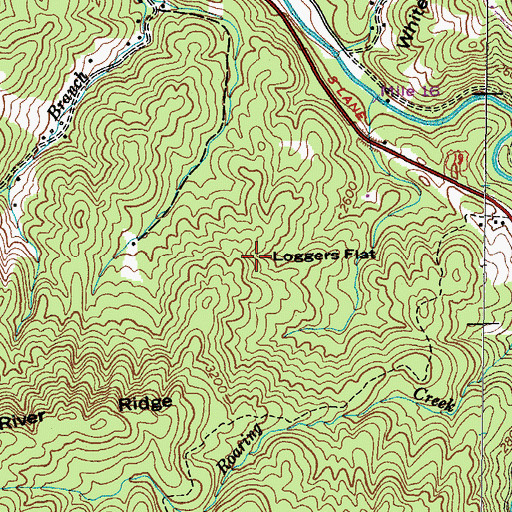 Topographic Map of Loggers Flat, TN
