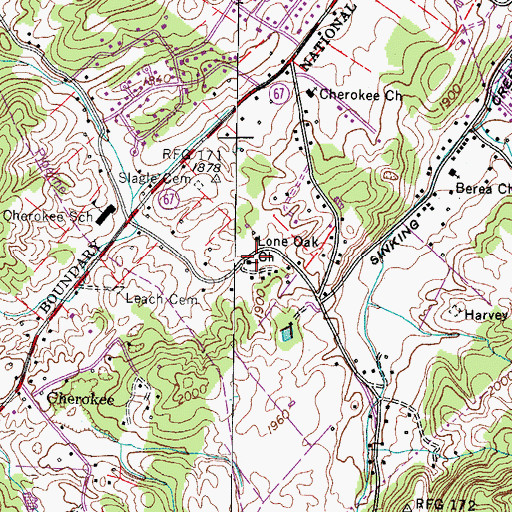 Topographic Map of Lone Oak Church, TN