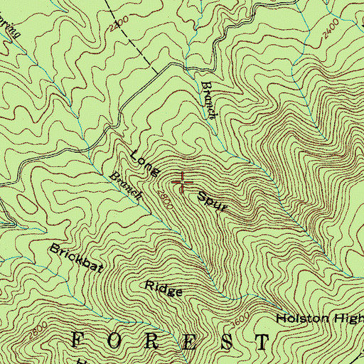 Topographic Map of Long Spur, TN